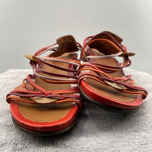 Romika Sandals Women's Size 39 USA 8.5 Leather Slip On Tan Burgundy Orange Pink - Picture 5 of 16